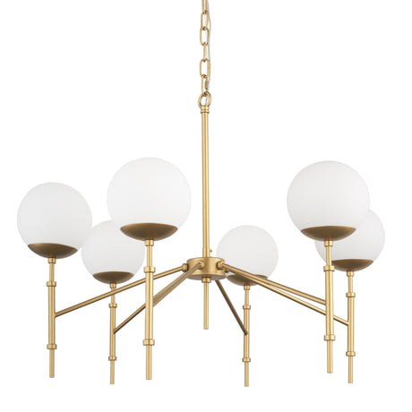 Mercana Edie Brushed Gold Metal w/ Frosted Glass Globes 6-Light Chandelier