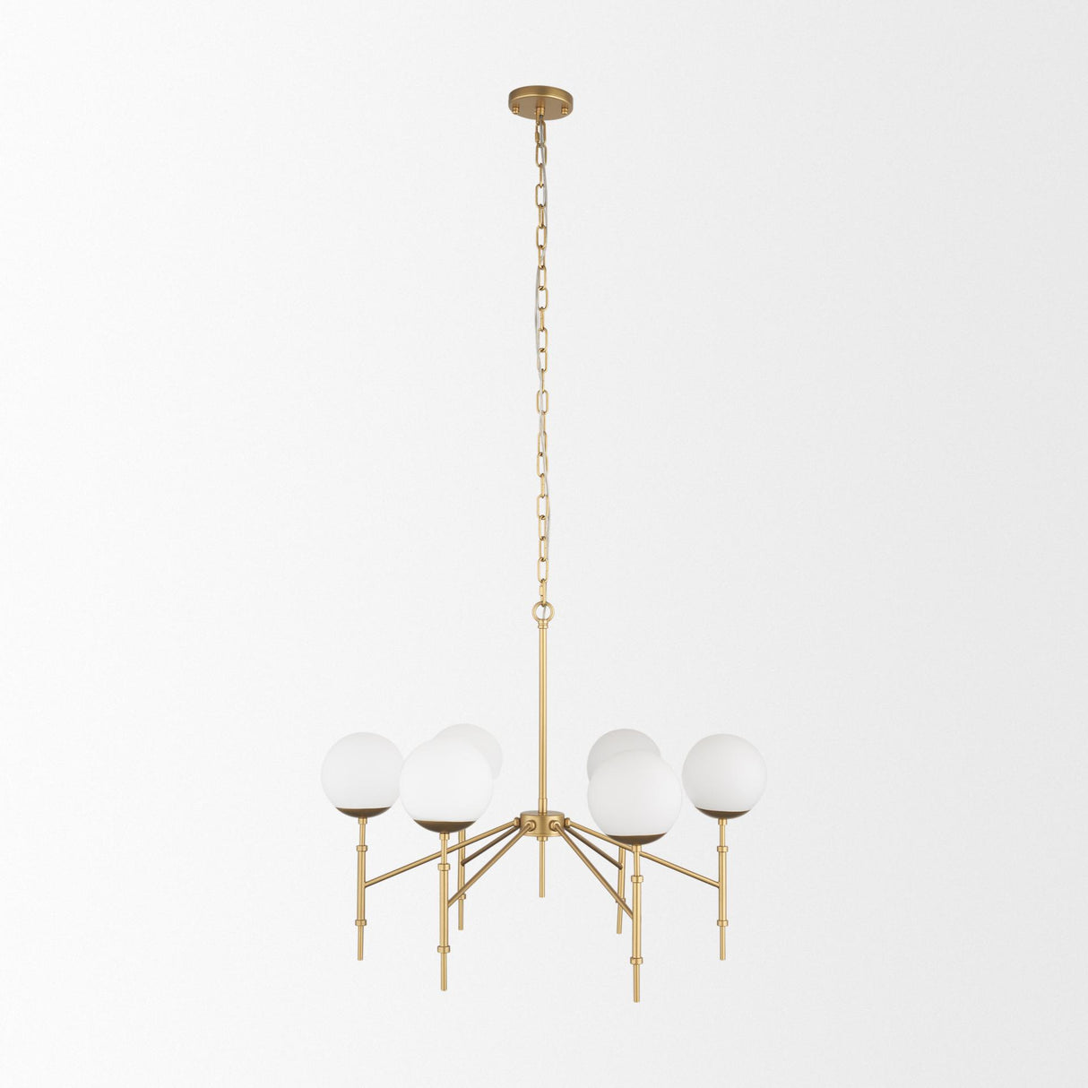 Mercana Edie Brushed Gold Metal w/ Frosted Glass Globes 6-Light Chandelier