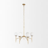 Mercana Edie Brushed Gold Metal w/ Frosted Glass Globes 6-Light Chandelier