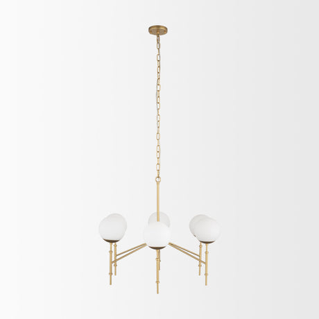 Mercana Edie Brushed Gold Metal w/ Frosted Glass Globes 6-Light Chandelier