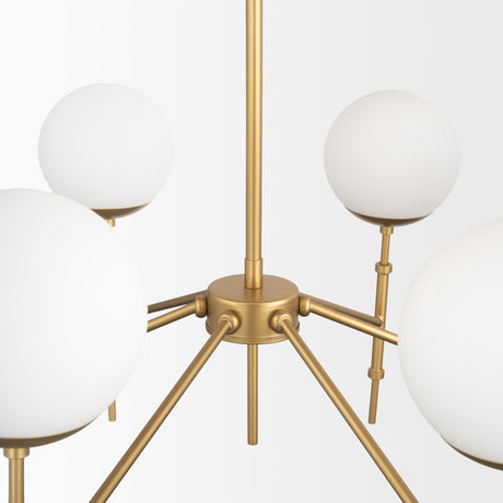 Mercana Edie Brushed Gold Metal w/ Frosted Glass Globes 6-Light Chandelier
