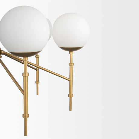 Mercana Edie Brushed Gold Metal w/ Frosted Glass Globes 6-Light Chandelier