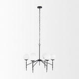 Mercana Edie Matte Black Metal w/ Frosted Glass Globes 6-Light Chandelier