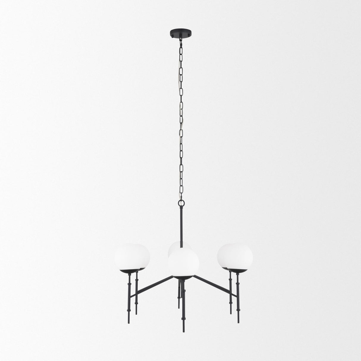 Mercana Edie Matte Black Metal w/ Frosted Glass Globes 6-Light Chandelier