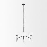 Mercana Edie Matte Black Metal w/ Frosted Glass Globes 6-Light Chandelier