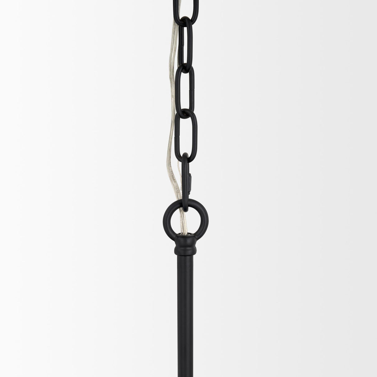 Mercana Edie Matte Black Metal w/ Frosted Glass Globes 6-Light Chandelier