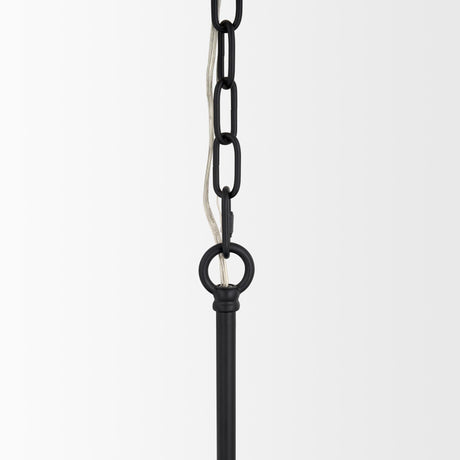 Mercana Edie Matte Black Metal w/ Frosted Glass Globes 6-Light Chandelier