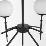 Mercana Edie Matte Black Metal w/ Frosted Glass Globes 6-Light Chandelier