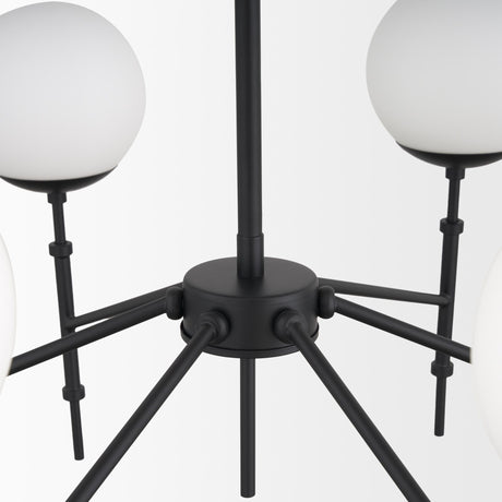 Mercana Edie Matte Black Metal w/ Frosted Glass Globes 6-Light Chandelier