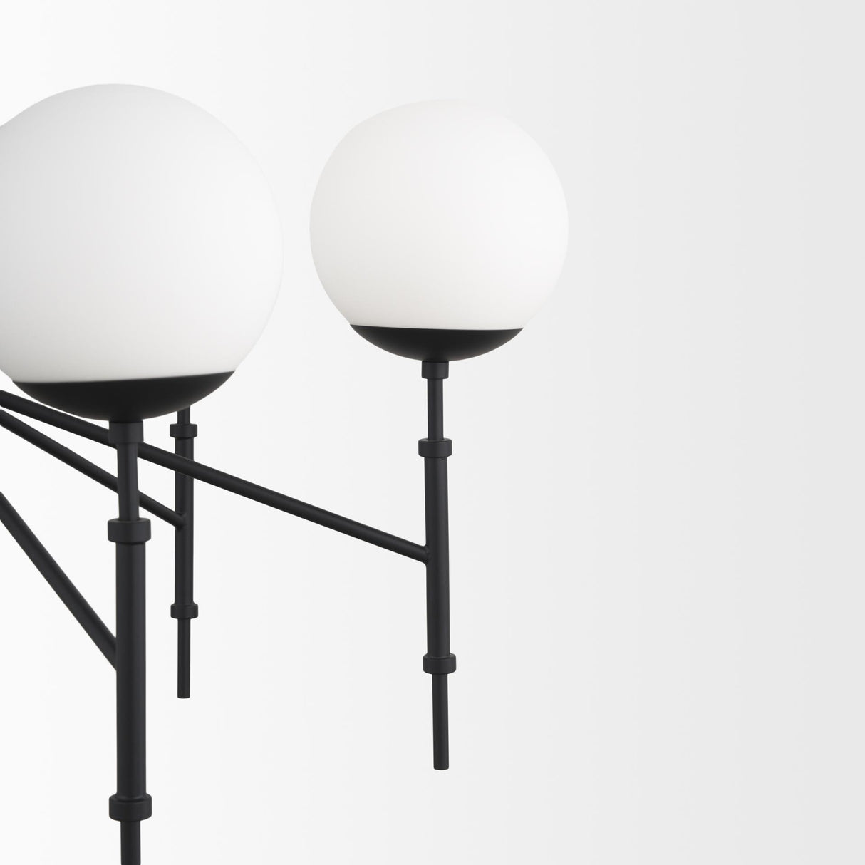 Mercana Edie Matte Black Metal w/ Frosted Glass Globes 6-Light Chandelier