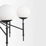 Mercana Edie Matte Black Metal w/ Frosted Glass Globes 6-Light Chandelier