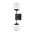 Mercana Edie Matte Black Metal w/ Frosted Glass Globes 2-Light Wall Sconce