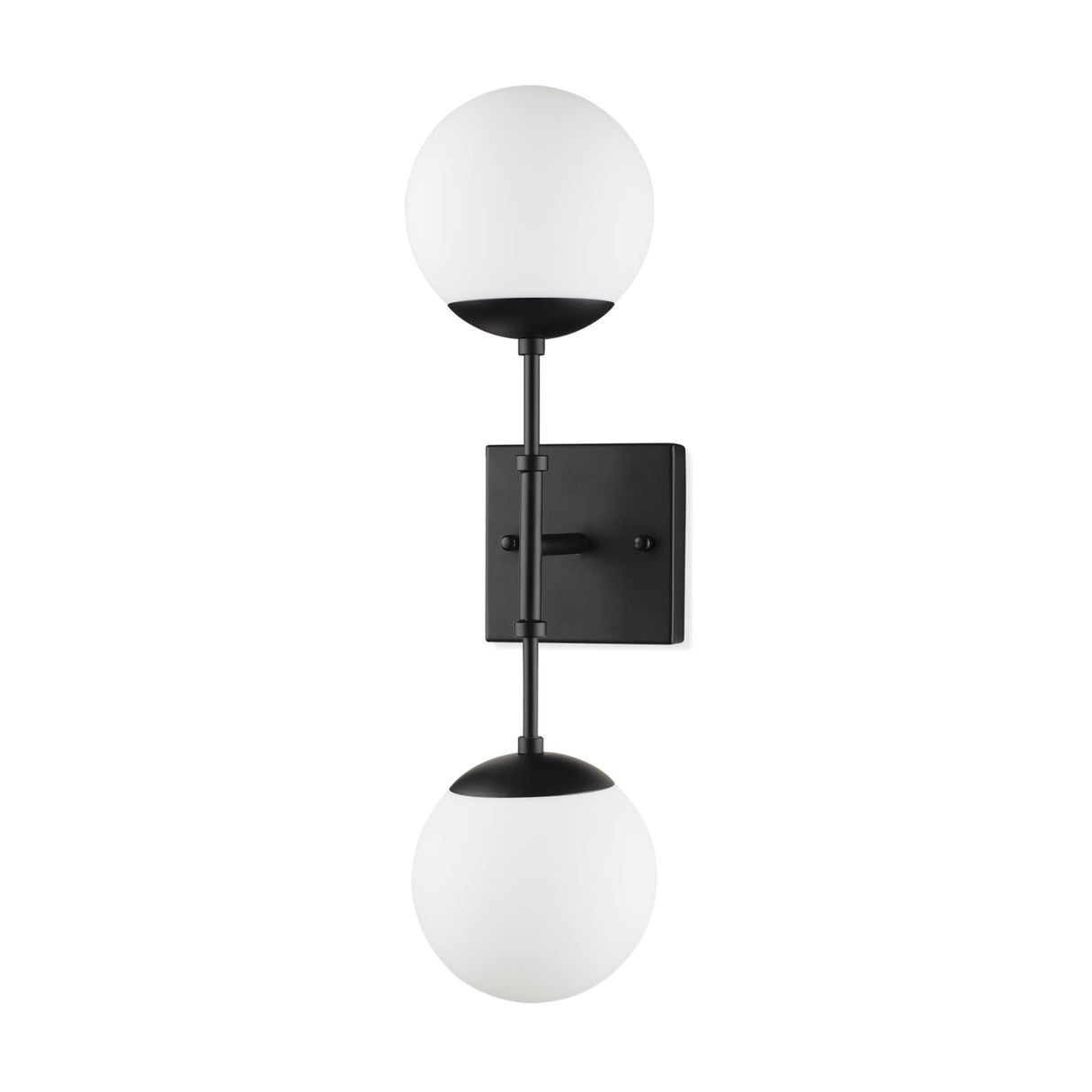 Mercana Edie Matte Black Metal w/ Frosted Glass Globes 2-Light Wall Sconce