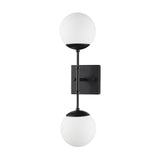 Mercana Edie Matte Black Metal w/ Frosted Glass Globes 2-Light Wall Sconce