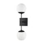 Mercana Edie Matte Black Metal w/ Frosted Glass Globes 2-Light Wall Sconce