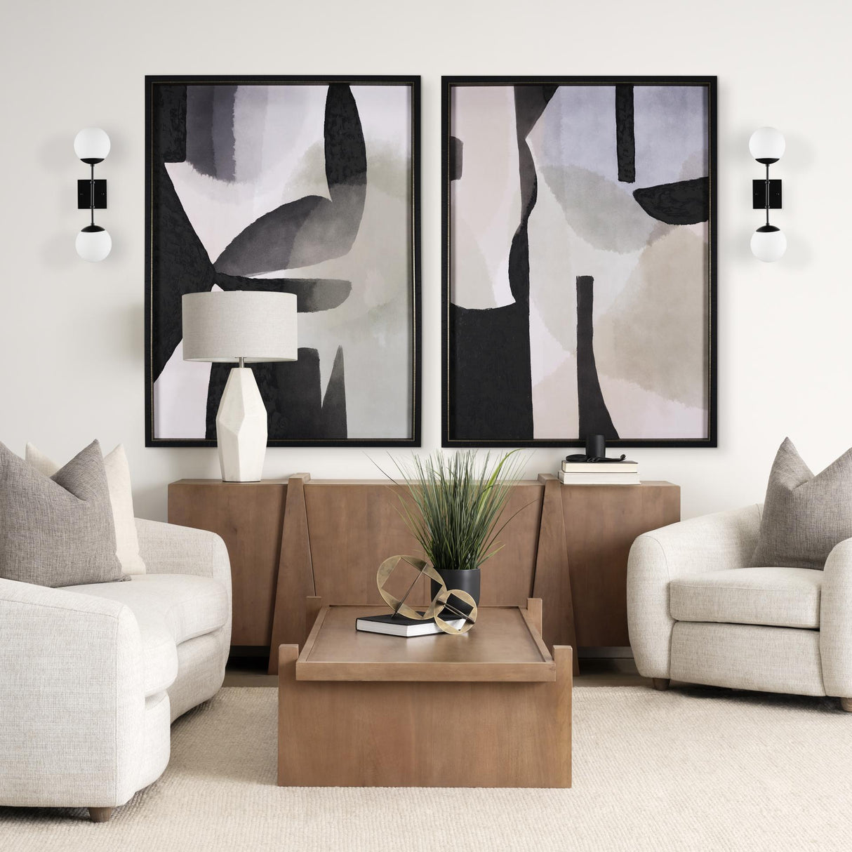 Mercana Edie Matte Black Metal w/ Frosted Glass Globes 2-Light Wall Sconce