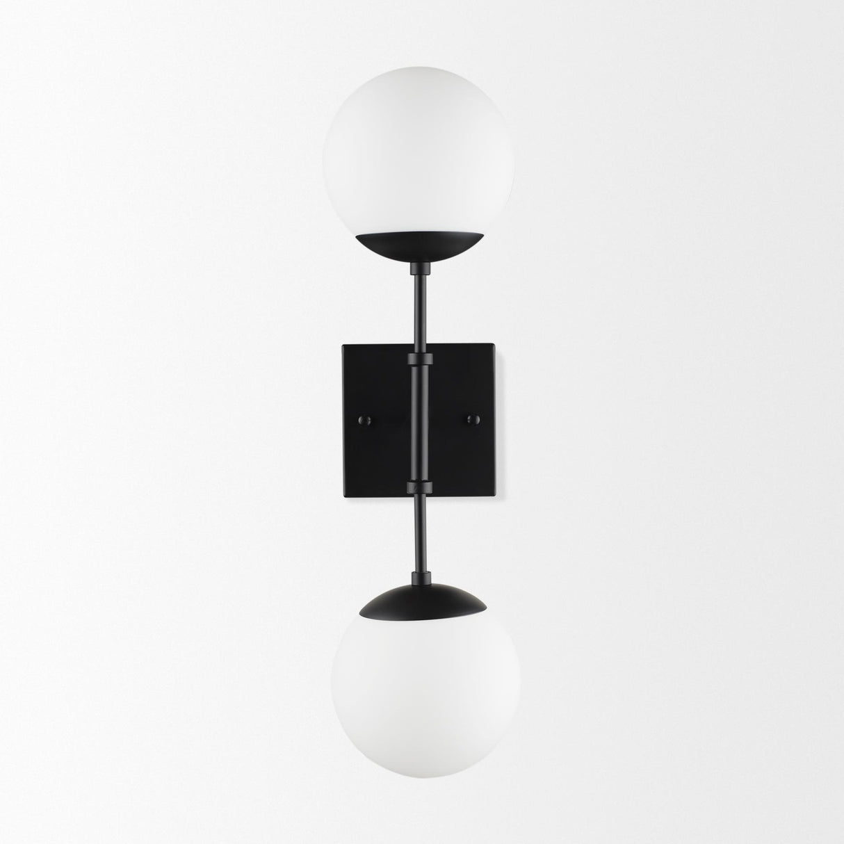 Mercana Edie Matte Black Metal w/ Frosted Glass Globes 2-Light Wall Sconce