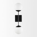 Mercana Edie Matte Black Metal w/ Frosted Glass Globes 2-Light Wall Sconce