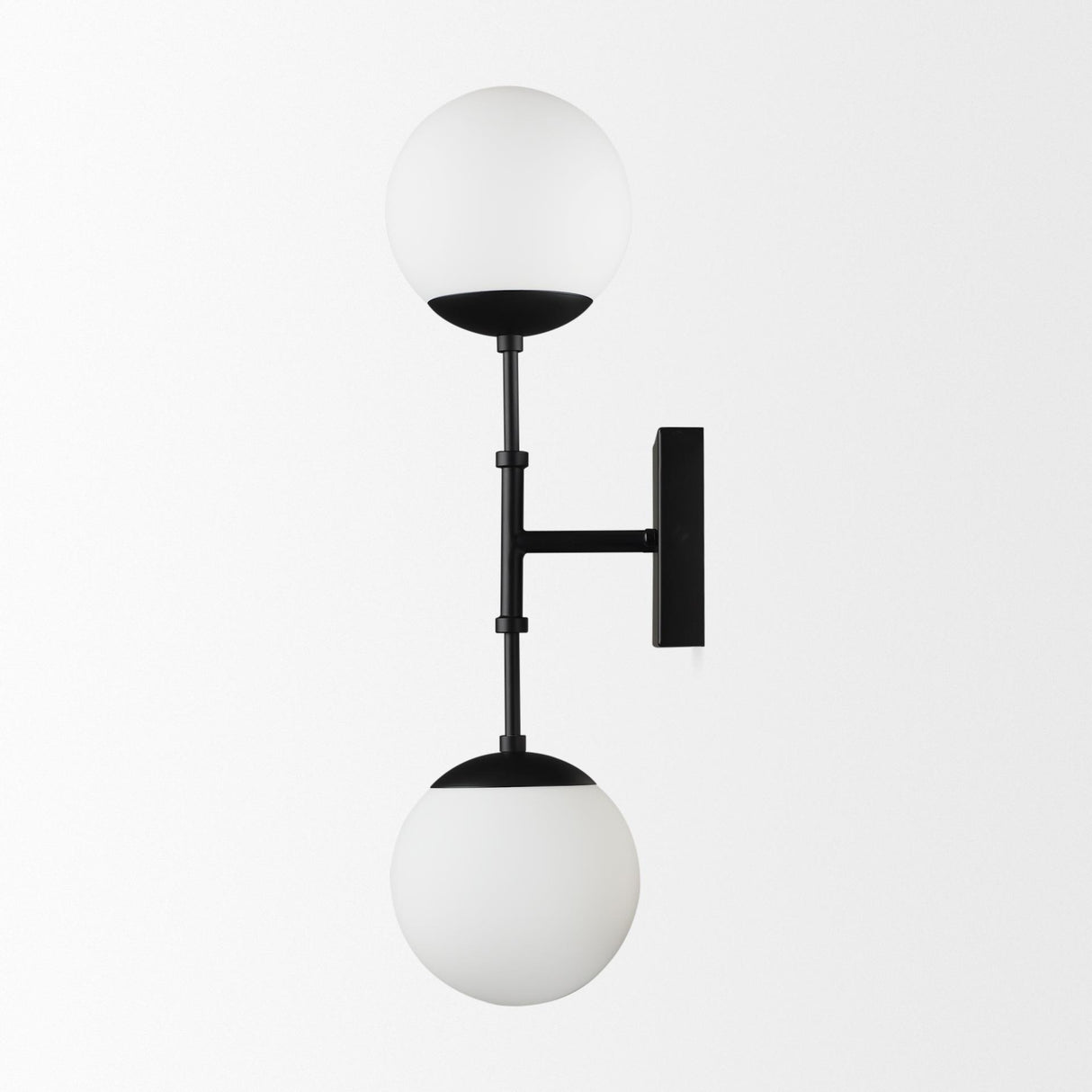 Mercana Edie Matte Black Metal w/ Frosted Glass Globes 2-Light Wall Sconce
