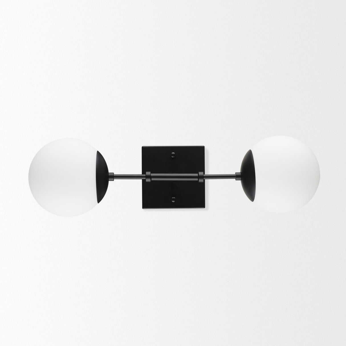 Mercana Edie Matte Black Metal w/ Frosted Glass Globes 2-Light Wall Sconce