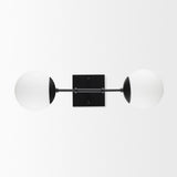 Mercana Edie Matte Black Metal w/ Frosted Glass Globes 2-Light Wall Sconce