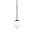 Mercana Edie Matte Black Metal w/ Frosted Glass Globe 1-Light Pendant