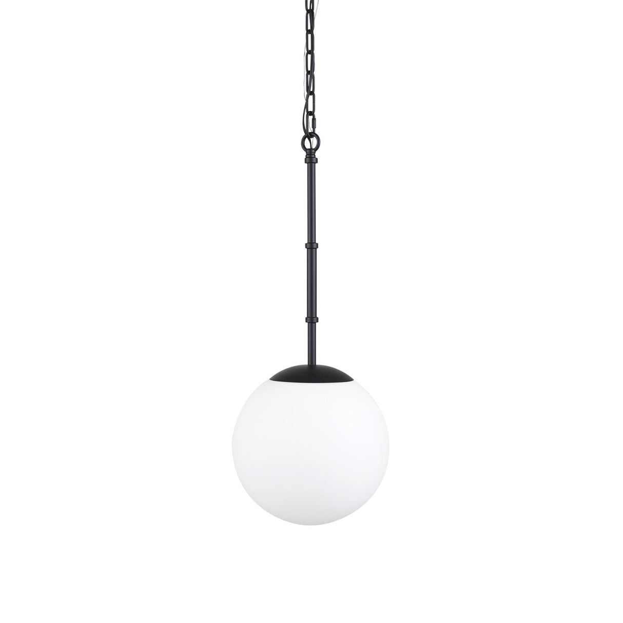 Mercana Edie Matte Black Metal w/ Frosted Glass Globe 1-Light Pendant