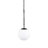 Mercana Edie Matte Black Metal w/ Frosted Glass Globe 1-Light Pendant