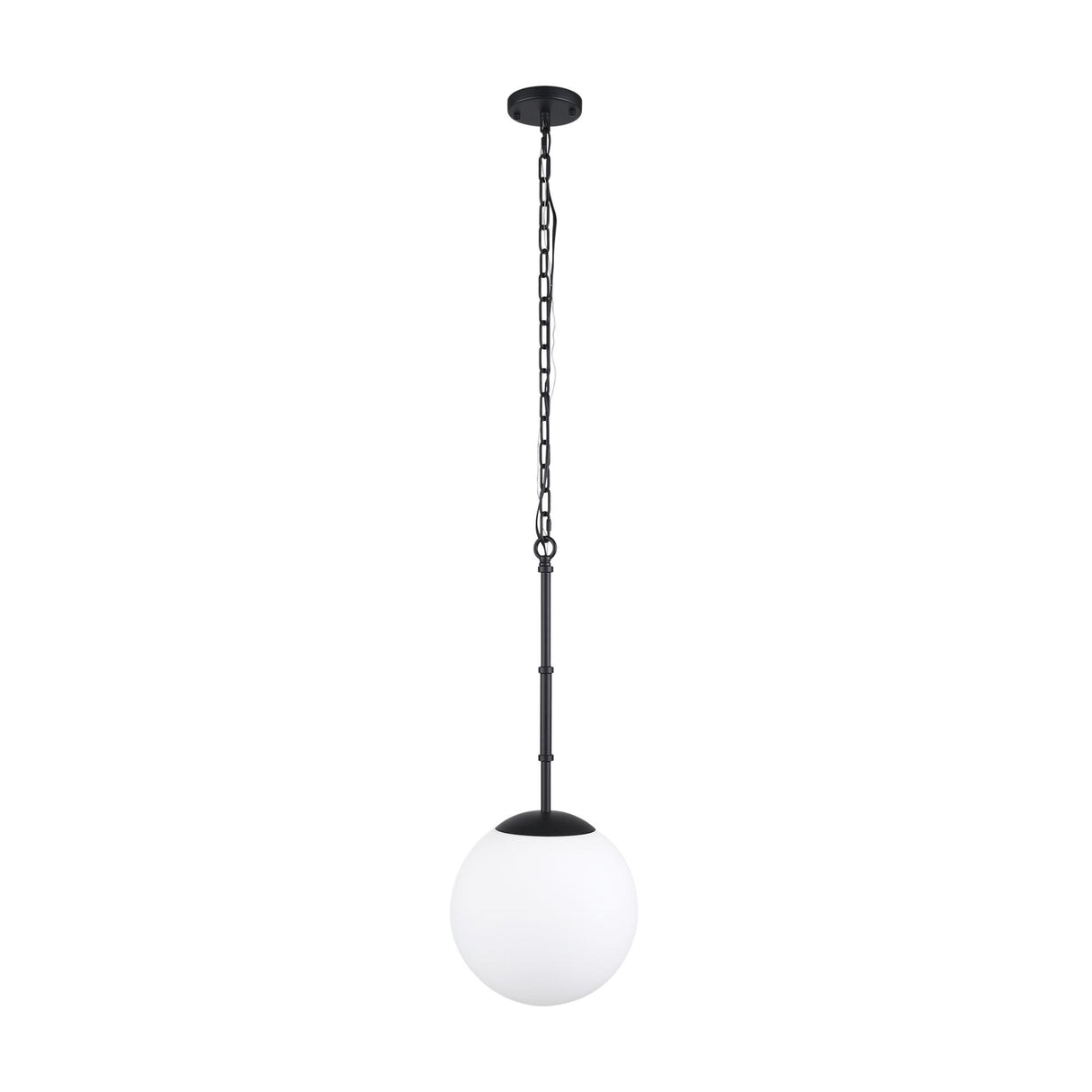 Mercana Edie Matte Black Metal w/ Frosted Glass Globe 1-Light Pendant