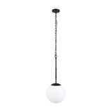 Mercana Edie Matte Black Metal w/ Frosted Glass Globe 1-Light Pendant