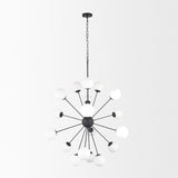 Mercana Barbara Matte Black Metal w/ Frosted Glass Globes 18-Light Chandelier
