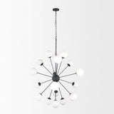 Mercana Barbara Matte Black Metal w/ Frosted Glass Globes 18-Light Chandelier