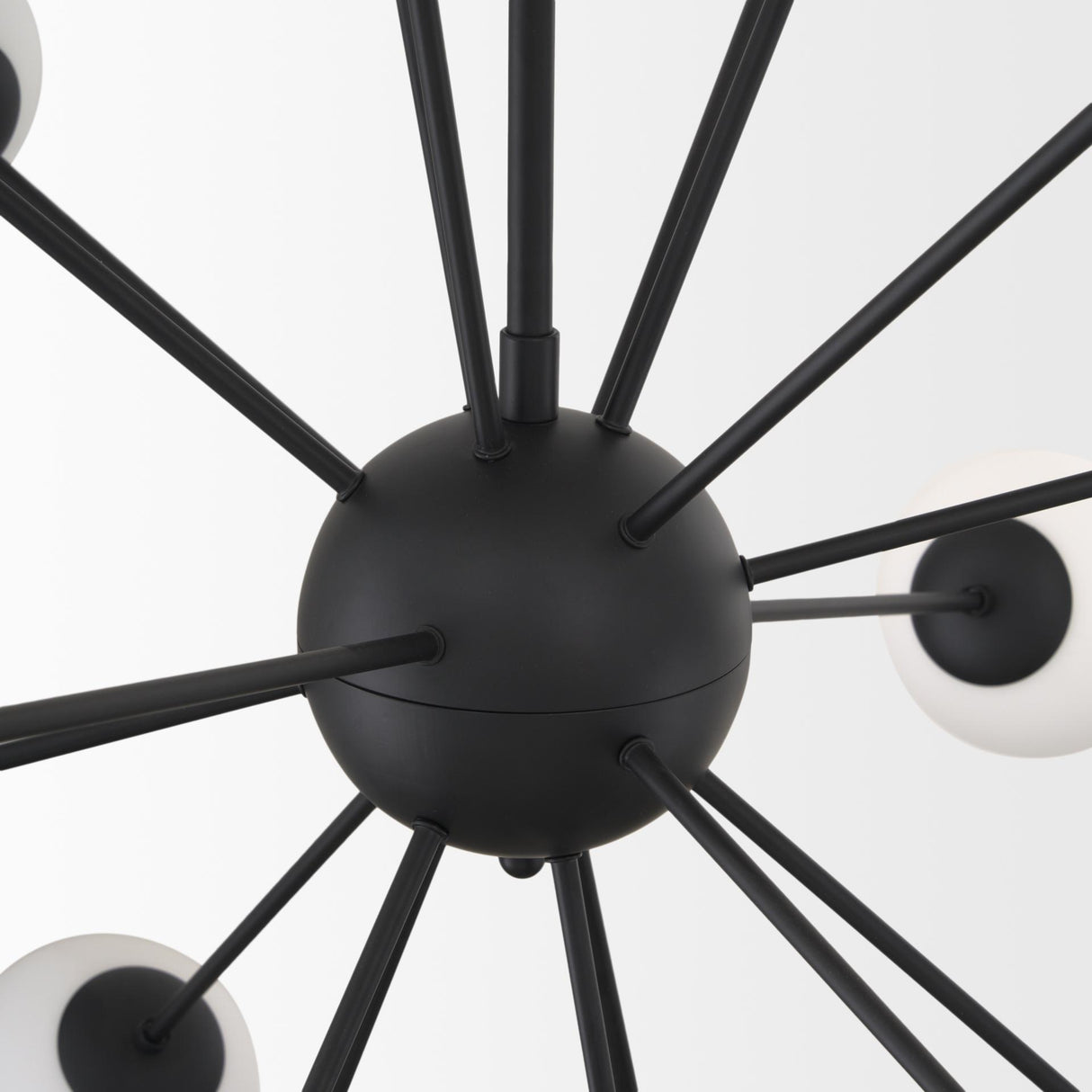 Mercana Barbara Matte Black Metal w/ Frosted Glass Globes 18-Light Chandelier