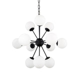 Mercana Barbara Matte Black Metal w/ Frosted Glass Globes 11-Light Chandelier
