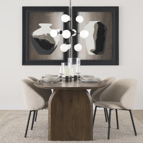 Mercana Barbara Matte Black Metal w/ Frosted Glass Globes 11-Light Chandelier