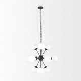 Mercana Barbara Matte Black Metal w/ Frosted Glass Globes 11-Light Chandelier
