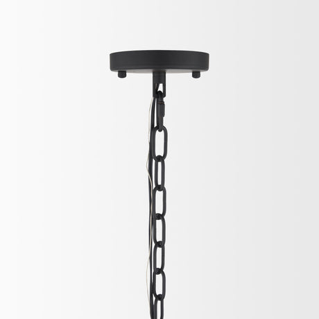 Mercana Barbara Matte Black Metal w/ Frosted Glass Globes 11-Light Chandelier