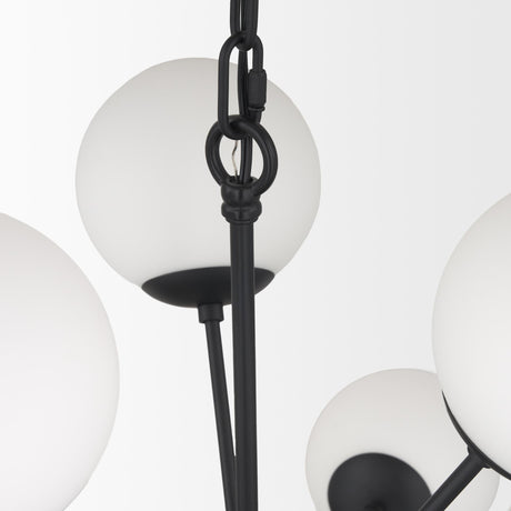 Mercana Barbara Matte Black Metal w/ Frosted Glass Globes 11-Light Chandelier