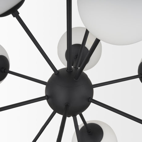 Mercana Barbara Matte Black Metal w/ Frosted Glass Globes 11-Light Chandelier