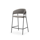 Mercana Carolyn Counter Stool w/ Gray Fabric & Matte Black Metal