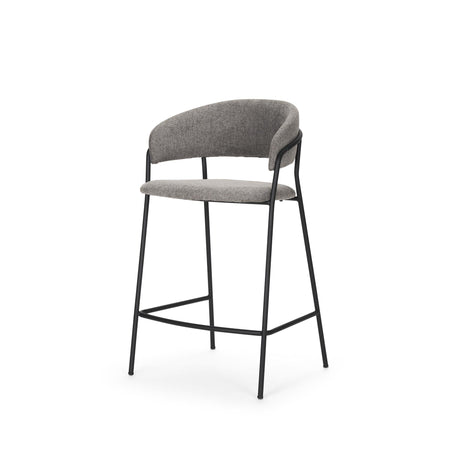 Mercana Carolyn Counter Stool w/ Gray Fabric & Matte Black Metal