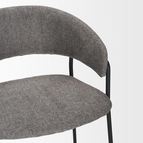 Mercana Carolyn Counter Stool w/ Gray Fabric & Matte Black Metal