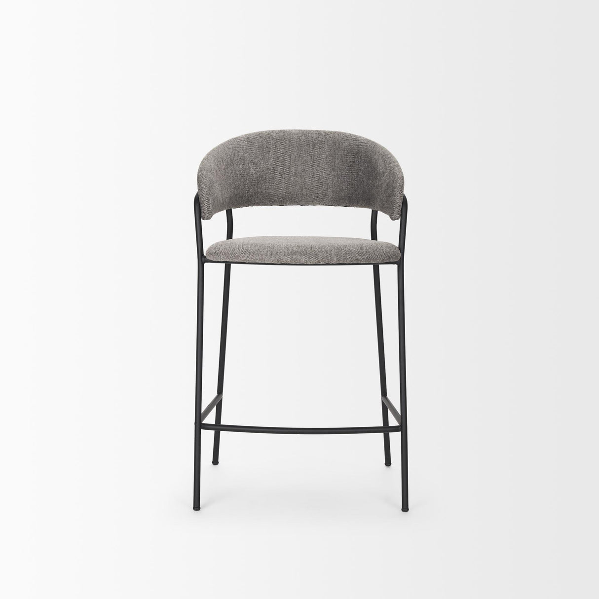 Mercana Carolyn Counter Stool w/ Gray Fabric & Matte Black Metal