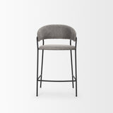 Mercana Carolyn Counter Stool w/ Gray Fabric & Matte Black Metal