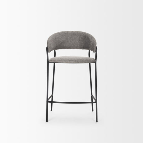Mercana Carolyn Counter Stool w/ Gray Fabric & Matte Black Metal