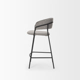 Mercana Carolyn Counter Stool w/ Gray Fabric & Matte Black Metal