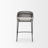 Mercana Carolyn Counter Stool w/ Gray Fabric & Matte Black Metal