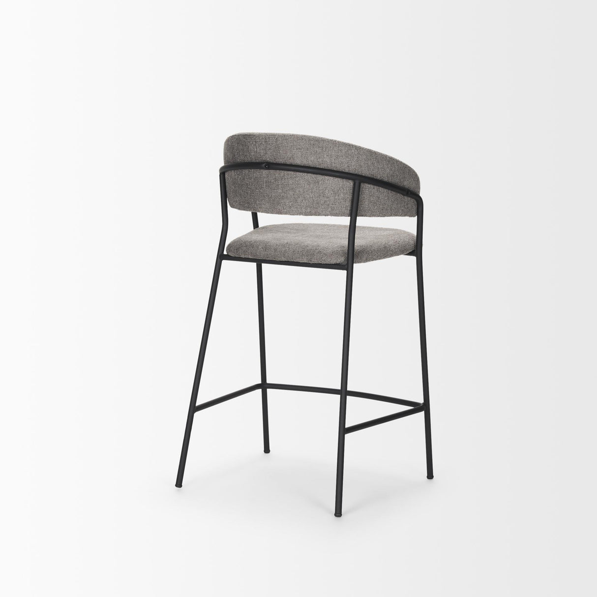 Mercana Carolyn Counter Stool w/ Gray Fabric & Matte Black Metal