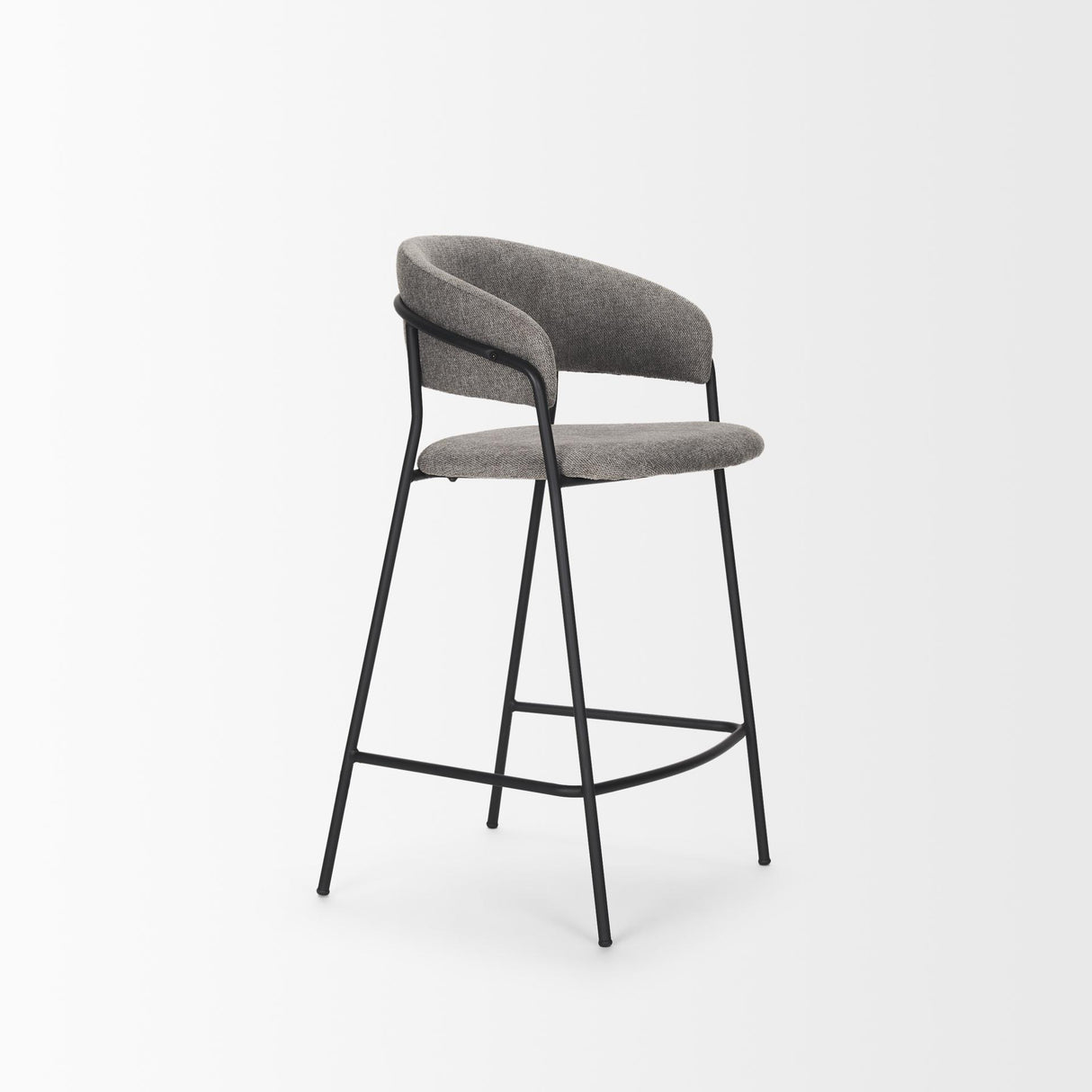 Mercana Carolyn Counter Stool w/ Gray Fabric & Matte Black Metal