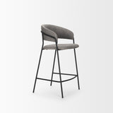 Mercana Carolyn Counter Stool w/ Gray Fabric & Matte Black Metal